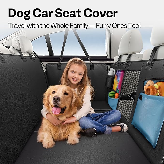 Back Seat Pet Cover for Dogs 59", Upgraded PU Leather Back Seat Extender with Hard Bottom Holds 400LBS, Waterproof Anti-Scratch, Dog Backseat Cover for Cars, SUV & Small Truck