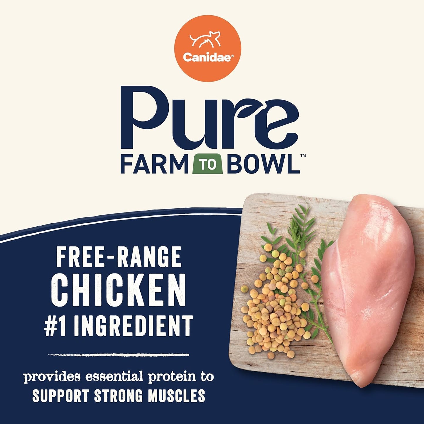 Canidae Pure Farm to Bowl Free-Range Chicken, Lentil & Potato Grain-Free Dry Dog Food, Adult, 22lb