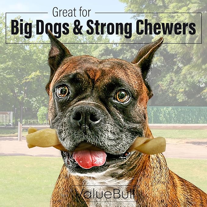 ValueBull Buffalo Collagen Braided Sticks for Large Dogs, 6 Inch Thick Chews, Natural Long-Lasting Dog Treats, 10 Count - Supports Joints, Skin & Coat with Chondroitin & Glucosamine