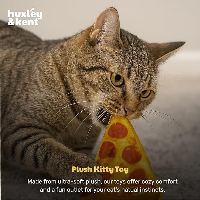 Huxley & Kent Plush Cat Toy - Interactive Catnip Toy for Cats & Kittens - Soft with Crinkle & Catnip - Fun Indoor Play - Pizza