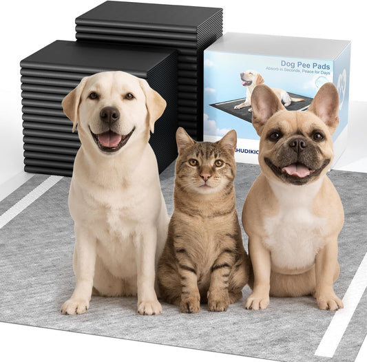 40PCS Charcoal Pee Pads for Dogs 32"x36", Extra Large Odor-Control Carbon Puppy Pads, Ultra-Absorbent & Quick Dry, Thicken Potty Training Pads for Doggie Cats Rabbits, Black Pet Piddle Pad