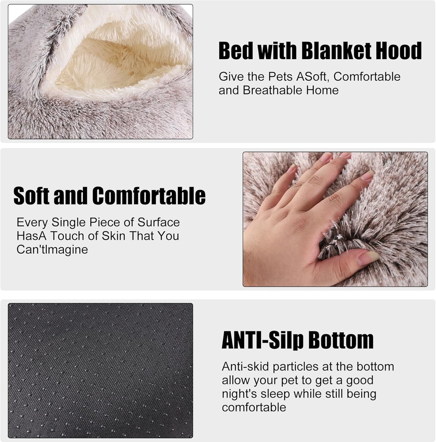 HYQ Small Dog Bed, Cat Beds for Indoor Cats Washable, Cozy Cat Cave Bed, Non-Slip Cat Beds, Calming Dog Bed with Hooded Cover, Dog Bed with Cover for Small Medium Pets (Coffee, 20×20 Inch)