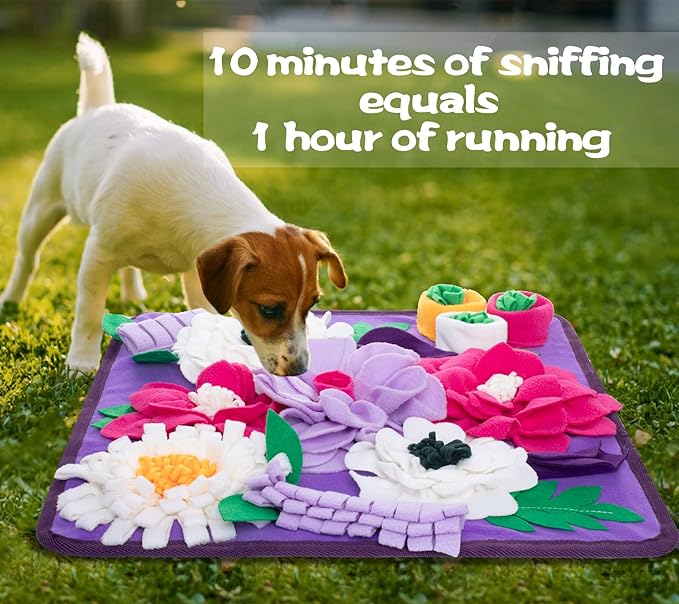 Snuffle Mat for Dogs,Dog Feeding Mat Sniff Mat Interactive Dog Puzzle Mat for Training and Stress Relief Encourages Natural Foraging Skills (Purple)