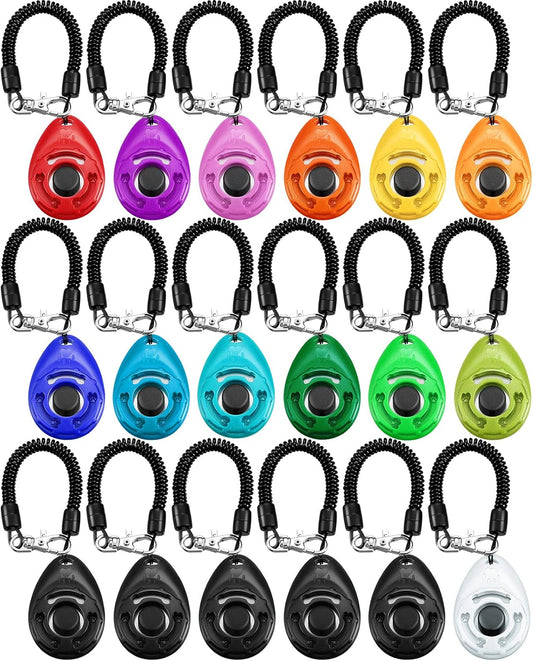 Frienda 18 Pieces Dog Training Clicker, Pet Behavioral Training Clickers with Wrist Strap for Dogs Cats Puppy Birds Horses(Multicolor)