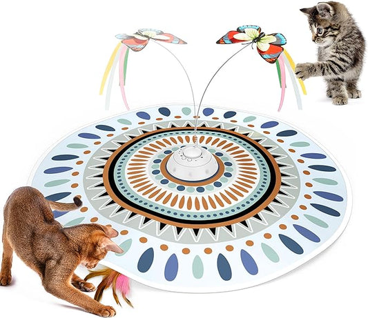 Potaroma Cat Toys Chargeable, 3in1 Hide and Seek for Kittens, Interactive Automatic Play, Fluttering Butterfly, Moving Wand Feather, Indoor Kitty Exercise 22.8 Inch Cover for All Breeds