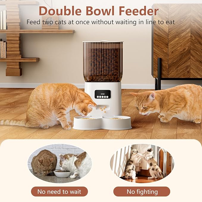 Automatic Cat Feeder, 5L Timed Cat Food Dispenser with Programmable Portion Control, Pet Feeder up to 9 Meals per Day for 2 Cats, Automatic Pet Feeder for Small Dogs Indoor(Botton)