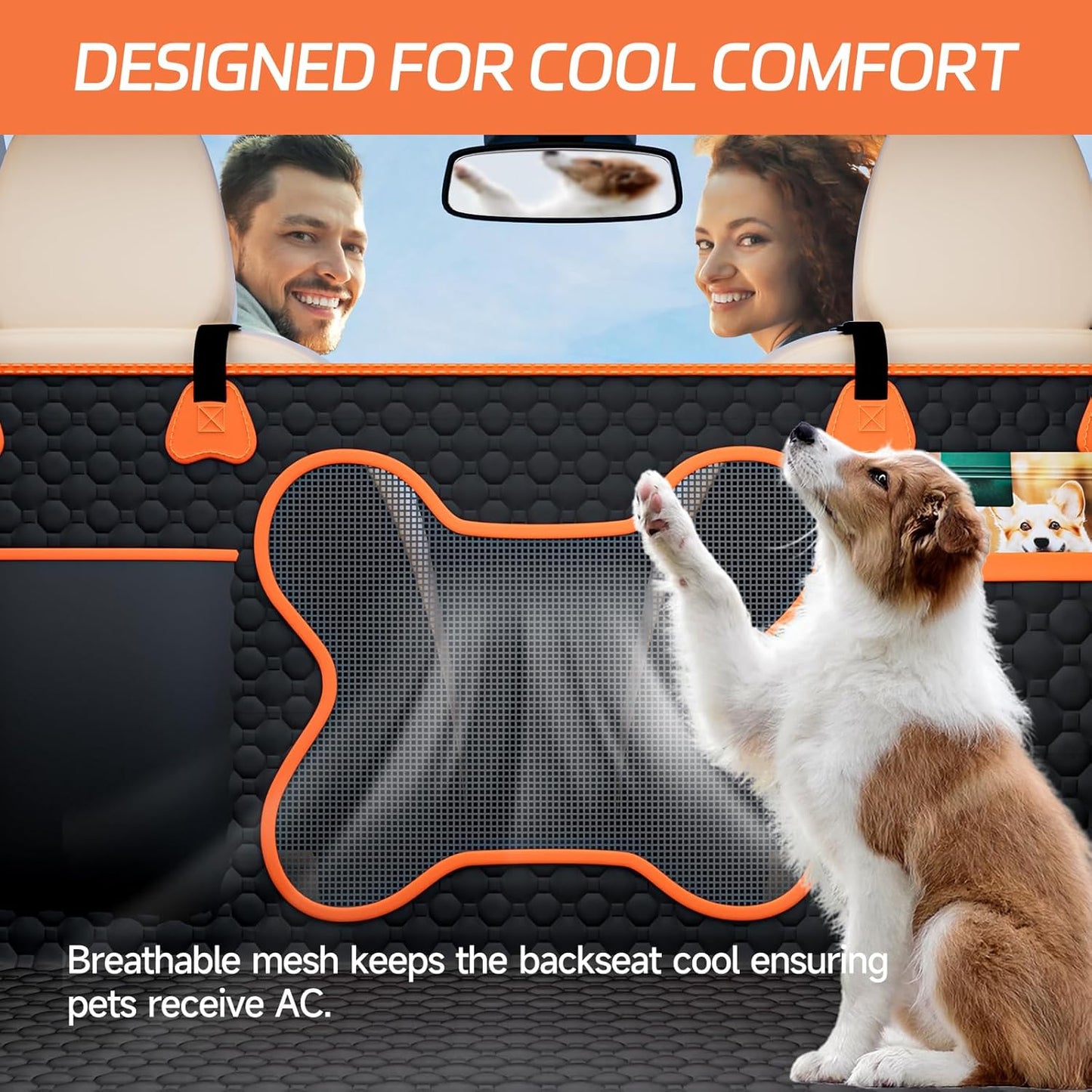 Hard Bottom Dog Car Seat Cover for Back Seat – Waterproof Nonslip Hammock Extender for Trucks & SUVs, Heavy Duty Pet Protector, Black Oxford Fabric