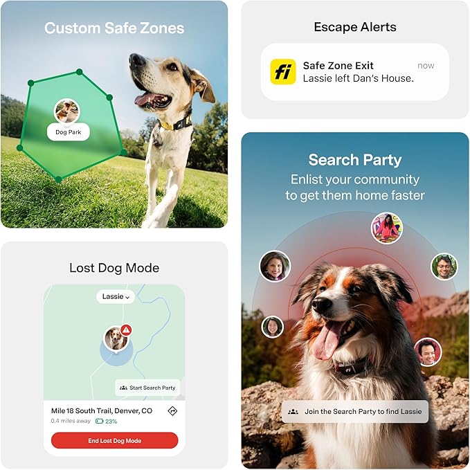 New Fi Series 3+ Smart Dog Tracker Collar [6 Month Membership Included] GPS Tracker for Dogs with Health & Behavior Monitoring, Escape Alerts, Waterproof, LED, Apple Watch Compatible (Pink, X-Small)
