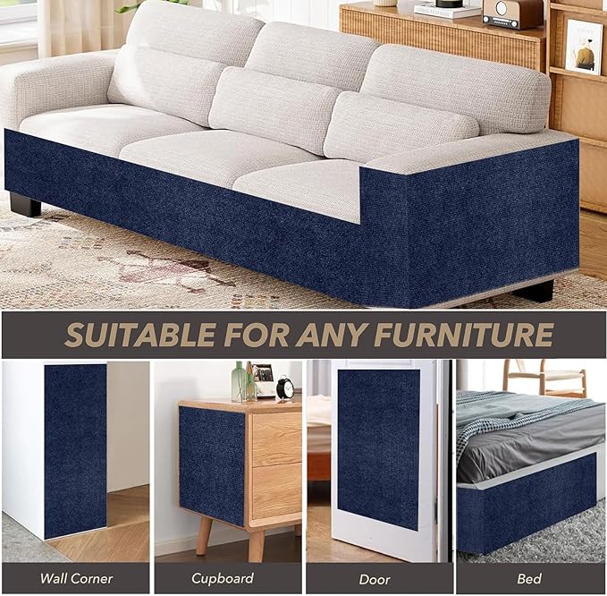 78.7"X15.8" Cat Scratching Mat, Self-Adhesive Cats Carpet, DIY Scratch Furniture Protector for Couch, Sofa, Wall & Doors, Durable Cat Scratch Guards Couch Cats Scratcher from Claws (Dark Blue)