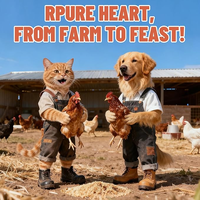 Just Try 6 oz Freeze-Dried Chicken Heart Dog & Cat Treats - Single Ingredient, Grain-Free, High Protein Training Treats Snacks