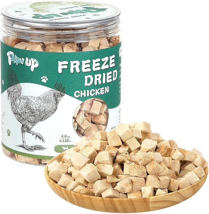 PAWUP Freeze Dried Chicken for Dogs Cats, High Protein Raw Dog Food Topper, Single Fresh Ingredient Treats, 4.6oz, Rawhide Free
