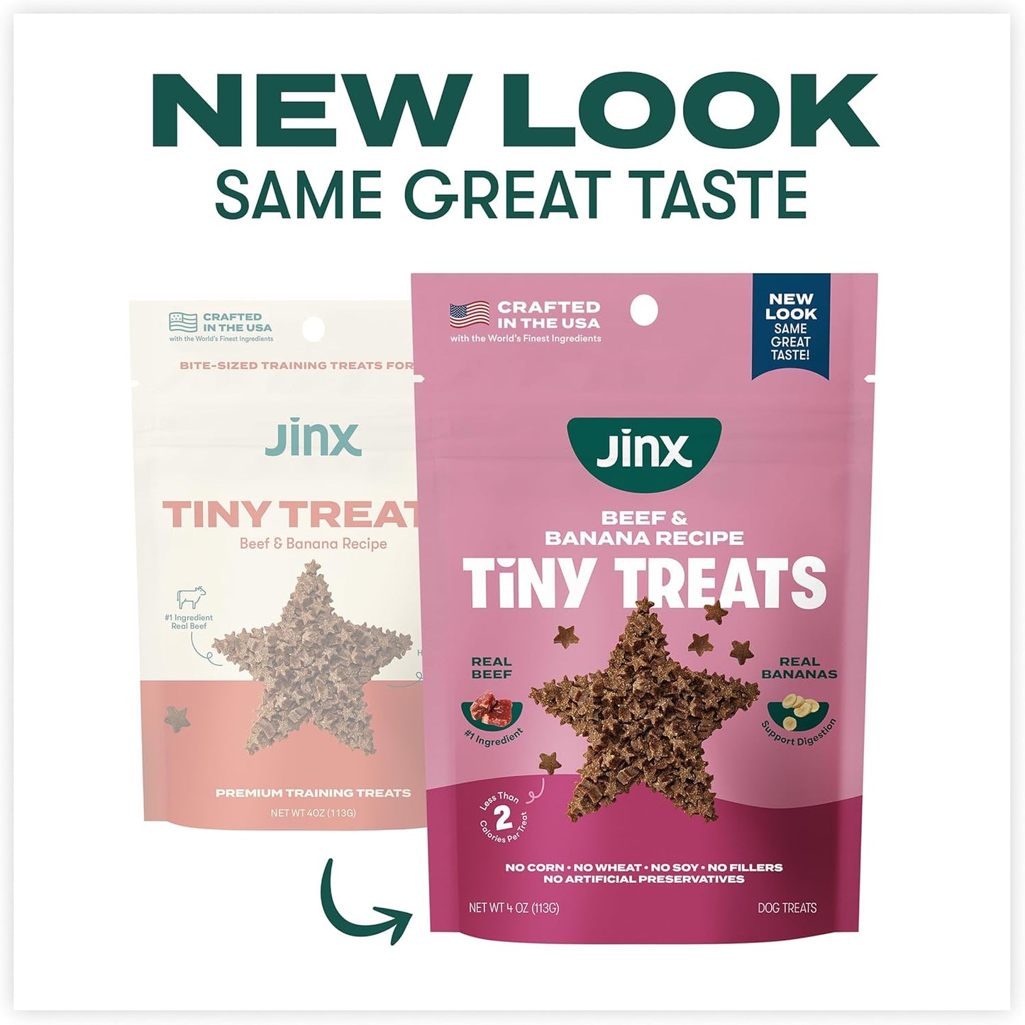 Jinx Beef & Banana Training Treats for Dogs and Puppies, Low-Calorie, All Natural, Slow-Smoked Real Beef, No Fillers 4oz, 6 Pack