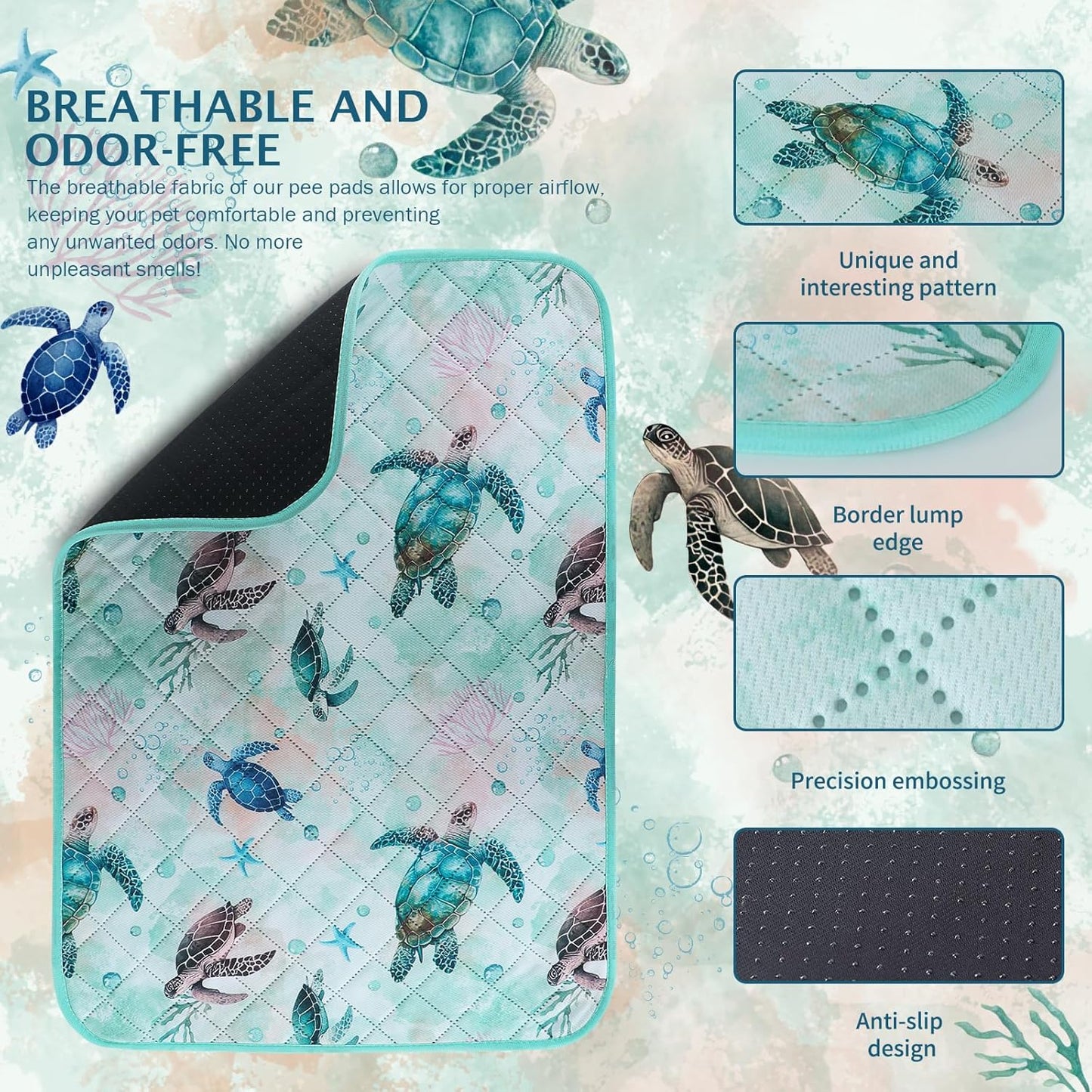 IEUUMLER Washable Pee Pads for Dogs, 1 Pack Reusable Waterproof Puppy Pads, Non-Slip Super Absorbent Dog Training Pad for Playpen Crate Bed EU012