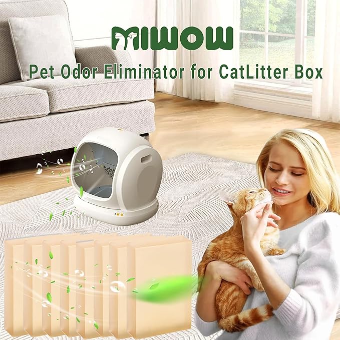 Cat Litter Deodorizer Replacement for Self-Cleaning Cat Litter Box, Pet Odor Eliminator Refills (8 Pack)