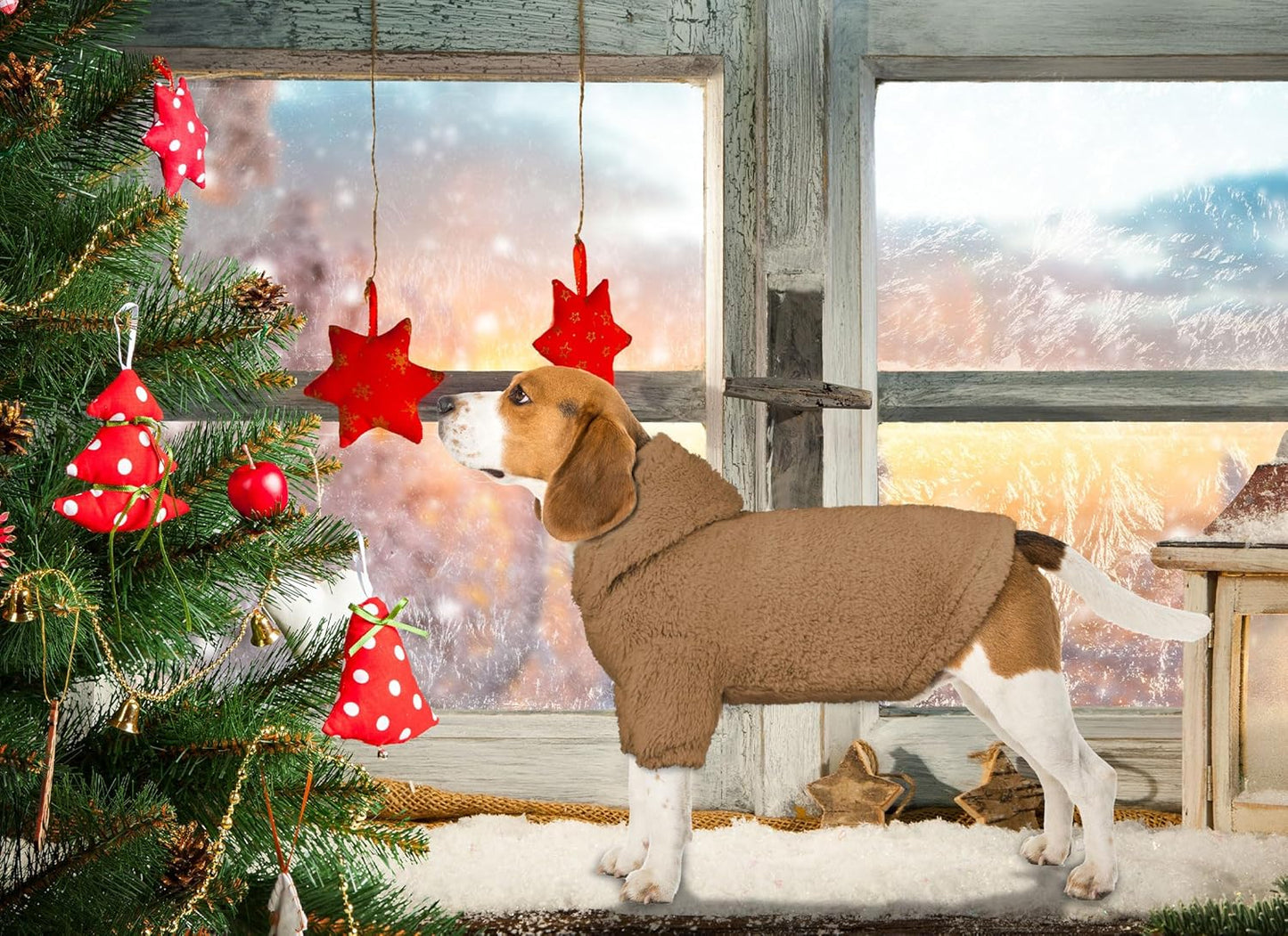 Fuzzy Dog Sweaters for Small Dogs Dog Hoodie Pet Clothes Warm Soft Cozy Coats Hooded Sweatshirt Fleece Small Pet Hoodies Sweater(Coffee-XS)