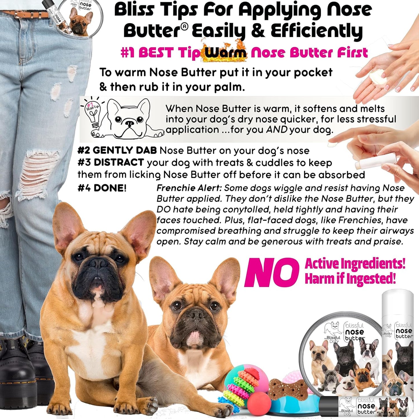 The Blissful Dog French Bulldog Black Masked Fawn Nose Butter, Versatile Dog Nose Balm for Dry Nose, Handcrafted Nose Moisturizer, Easy-to-Apply Dog Essentials, Unscented, 1 oz.