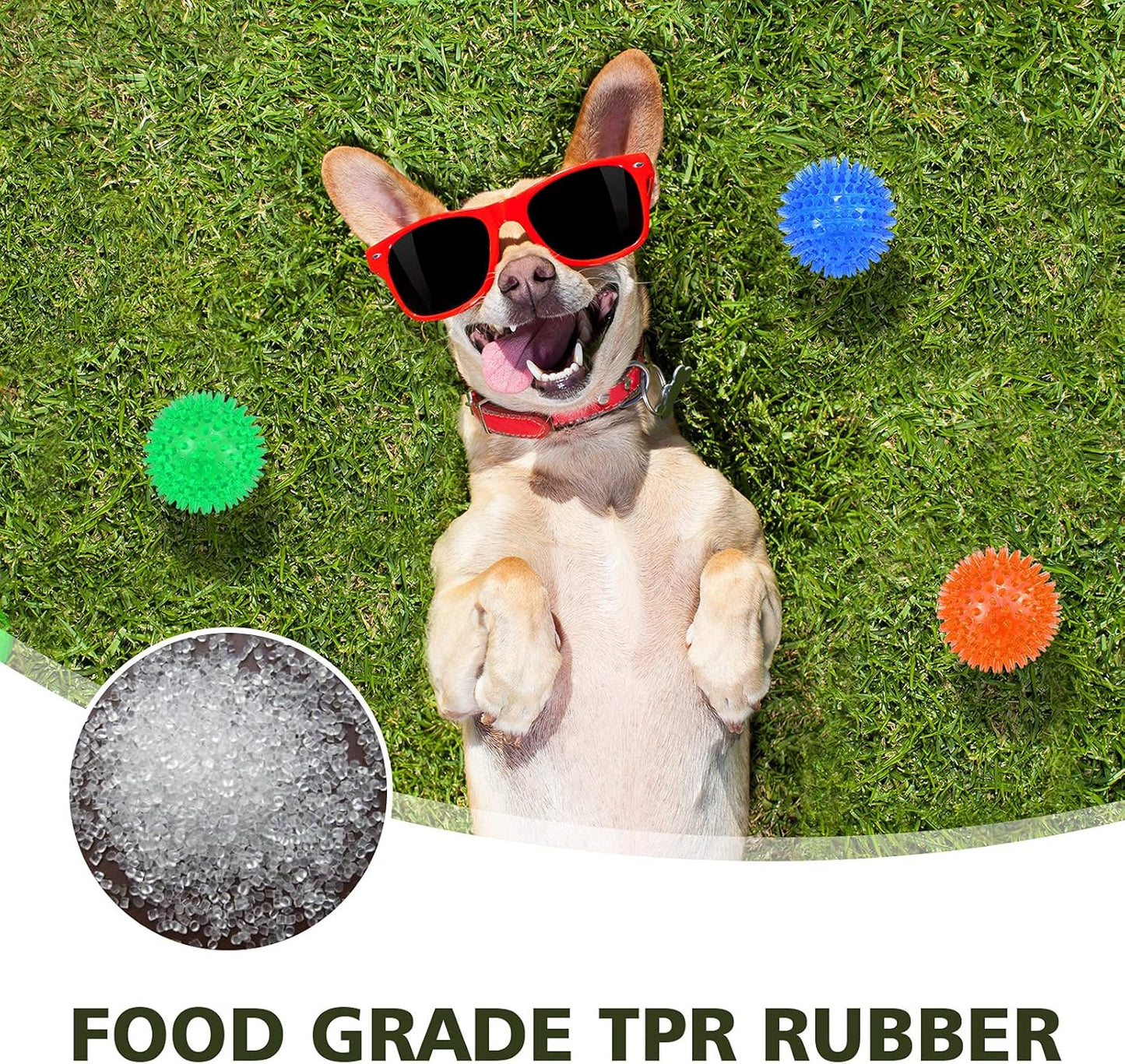 Petizer 3 Pack 2.5" Squeaky Toy Balls, Floating Pool Balls, Spiky Water Toys, Durable Interactive Fetch Toys for Puppy, Chew Toys for Teething (Small Dog)