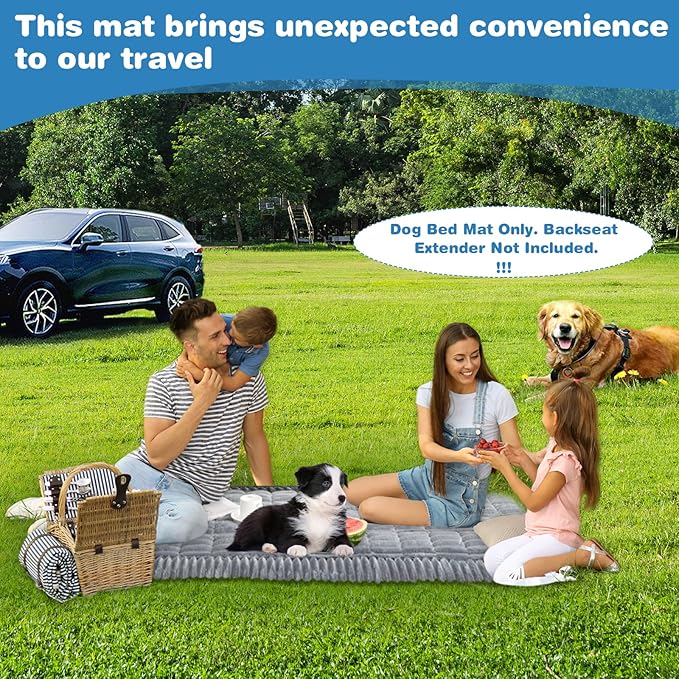 VClife Dog Car Seat Cover for Backseat Extender, Anti Slip Dog Bed Mat Travel Blanket, Pet Friendly Backseat Cover for Cars, SUVs, Small Trucks, Back Seat Extender Protector (Light Gray, 59"×27.6")