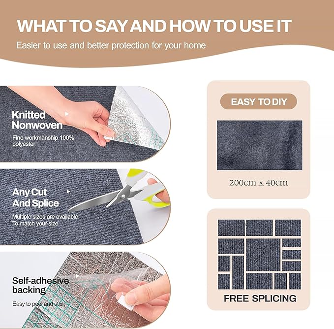 78.7"x15.8" Cat Scratch Mat Couch Furniture Protector,DIY Climb Cat Scratcher for Cat Couch Furniture or Wall Protector,Covering Cat Tower for Claws Scratching for Indoor (Dark Gray)