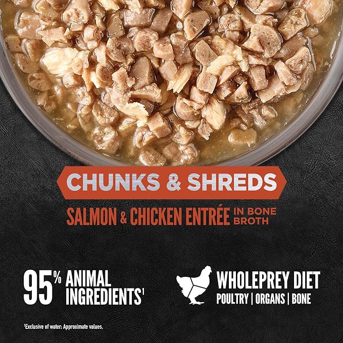 ORIJEN Chunks & Shreds Wet Cat Food Salmon & Chicken Entrée 5.5oz Cans (6 Count)