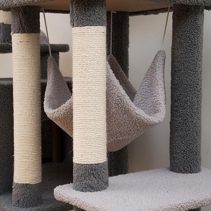 Cat Tree 67in Cat Tower Scratching Post for Cats Tree Tower Furniture for Cats Plush Multi-Level Cat Condo (Gray)