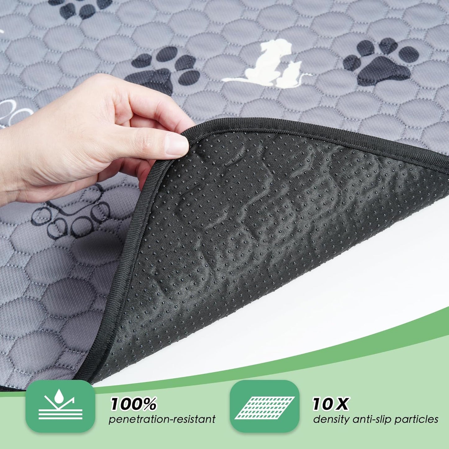 Washable Dog Pads - Extra Large Reusable Training Mat, Absorbent Non-Slip Potty Pads for Dogs, Grey 72"x72"