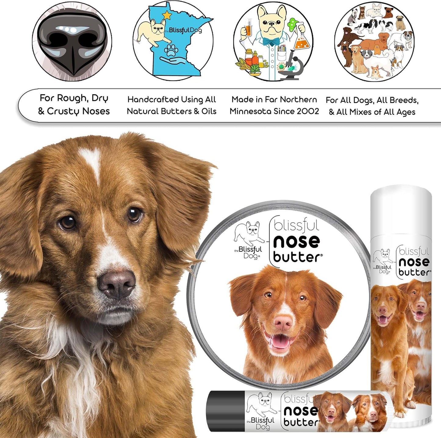 The Blissful Dog Nova Scotia Duck Tolling Retriever Unscented Nose Butter - Dog Nose Butter, 0.15 Ounce