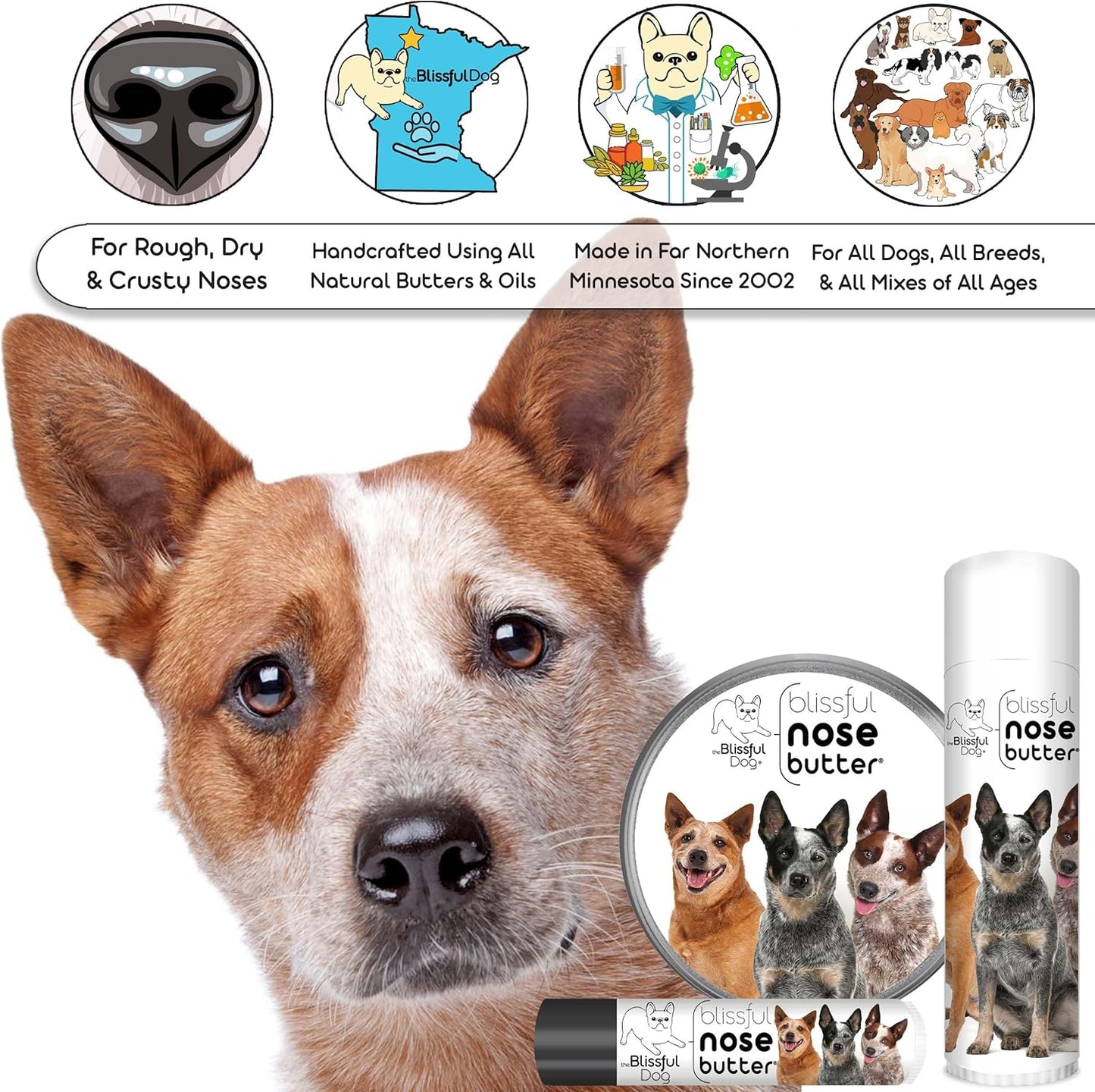 The Blissful Dog Australian Cattle Dog Unscented Nose Butter - Dog Nose Butter, 0.50 Ounce