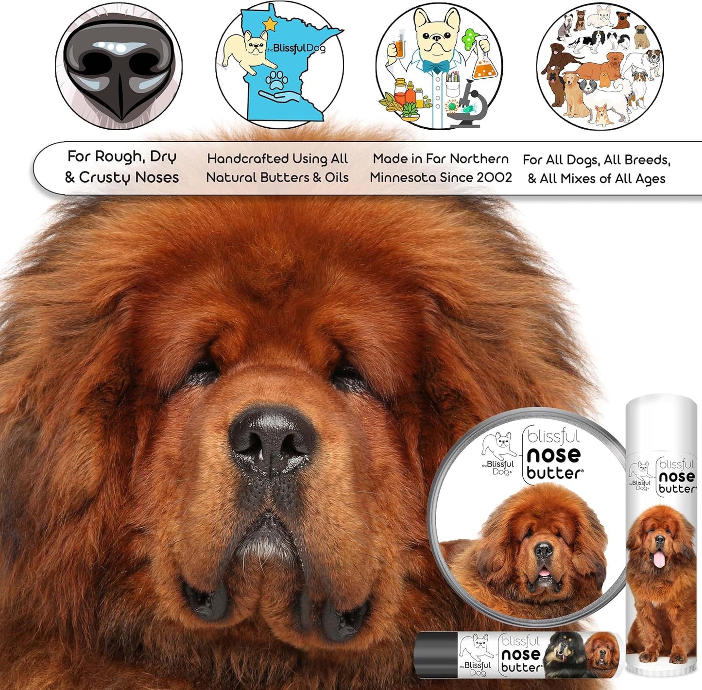The Blissful Dog Tibetan Mastiff Unscented Nose Butter, 16oz