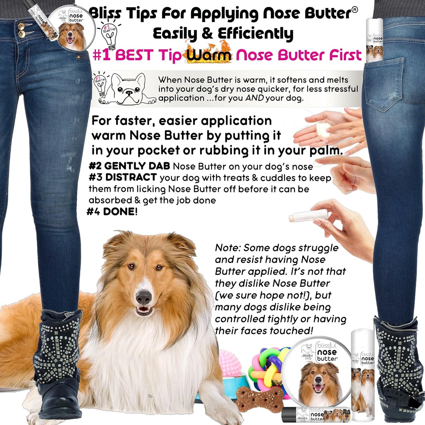 The Blissful Dog Collie Nose Butter for Dry, Cracked Skin, Lick-Safe Dog Nose Balm with Moisturizing Shea Butter, Almond, Olive, and Essential Oils, Pet Supplies, Uncented, 0.15 oz.