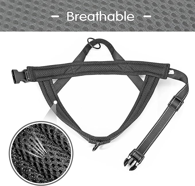 Didog No Pull Dog Harness with Soft Mesh Padded,Reflective & Quick Fit Light Weight Dog Strap Vest Harness,Easy for Walking Training (L:Chest 26-32", Mesh-Black)