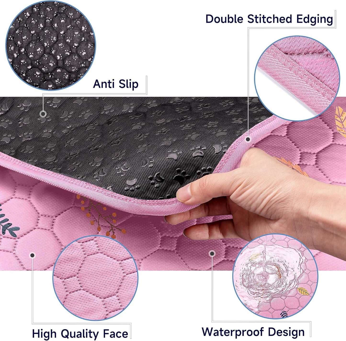 Sunheir 2-Pack Large Reusable Dog Mat for Floor, Dog Playpen, Non-Slip Waterproof Super Absorbent Washable Pee Pads for Dogs, Pet Whelping Pads, Potty Training - Pink, 36" x 72"