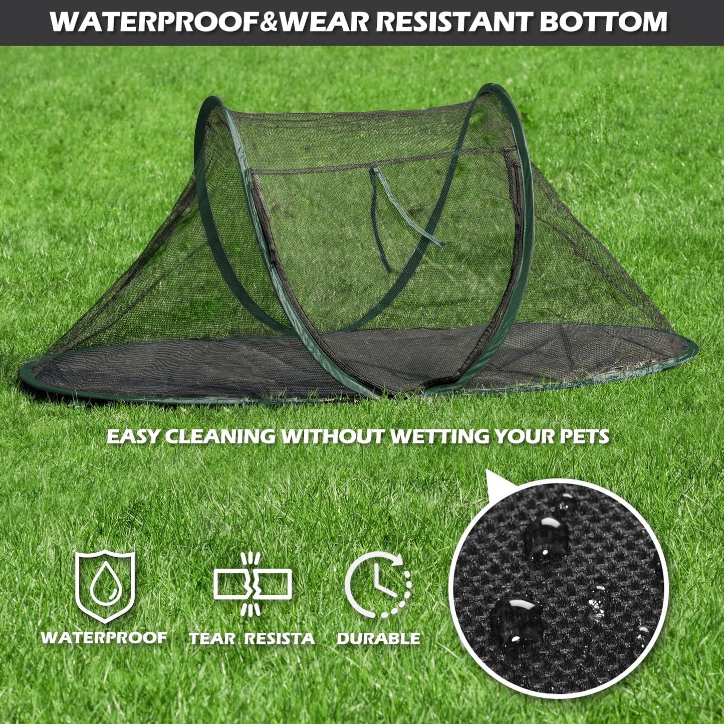 Cat Tent Outdoor, Pet Enclosure Tent Suitable for Cats and Small Animals, Indoor Playpen Portable Exercise Tent with Carry Bag(Dark Green)