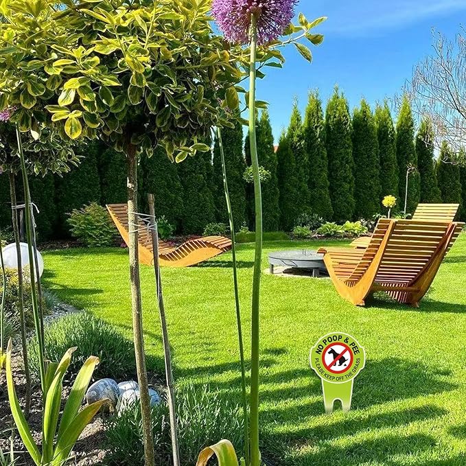 2 Pcs No Poop Dog Signs with Stake 12.0" x 6.5", Double Sided No Pooping Dog Sign for Yard Politely Reads - Please Keep Off The Grass - Stop Dogs from Pooping or Peeing On Your Lawn