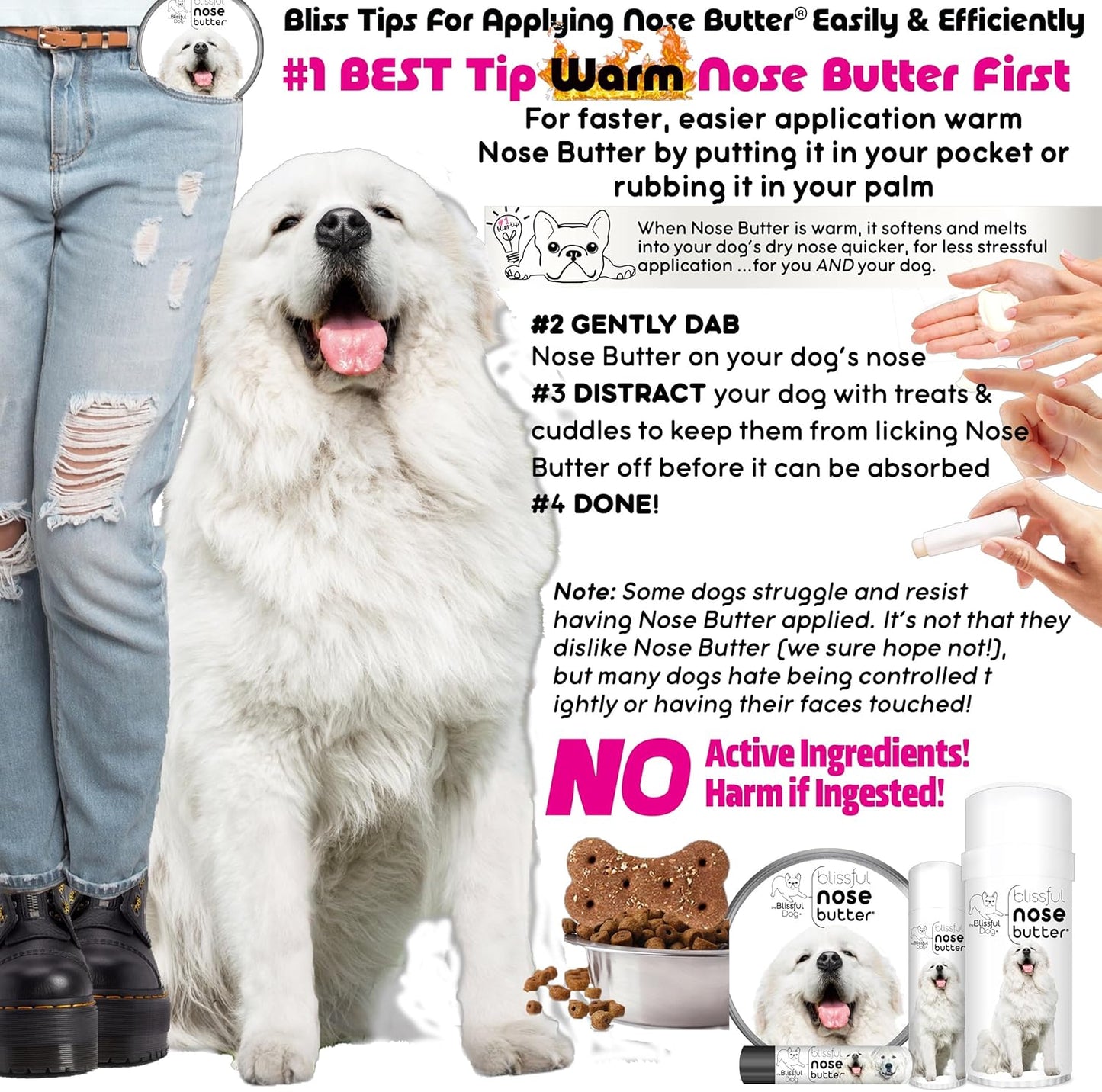 The Blissful Dog Great Pyrenees Unscented Nose Butter - Dog Nose Butter, 8 Ounce