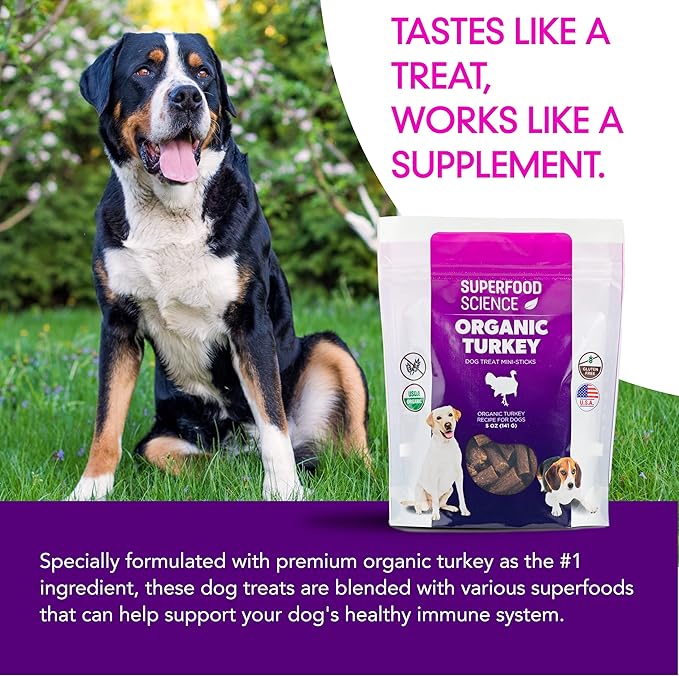 Organic Dog Treats – Turkey Dog Treats That Are Healthy, Low Calorie & Hypoallergenic Limited Ingredient Semi-Soft Bites, Natural Puppy Training Treats for Sensitive Stomachs, Made in USA, 5 oz