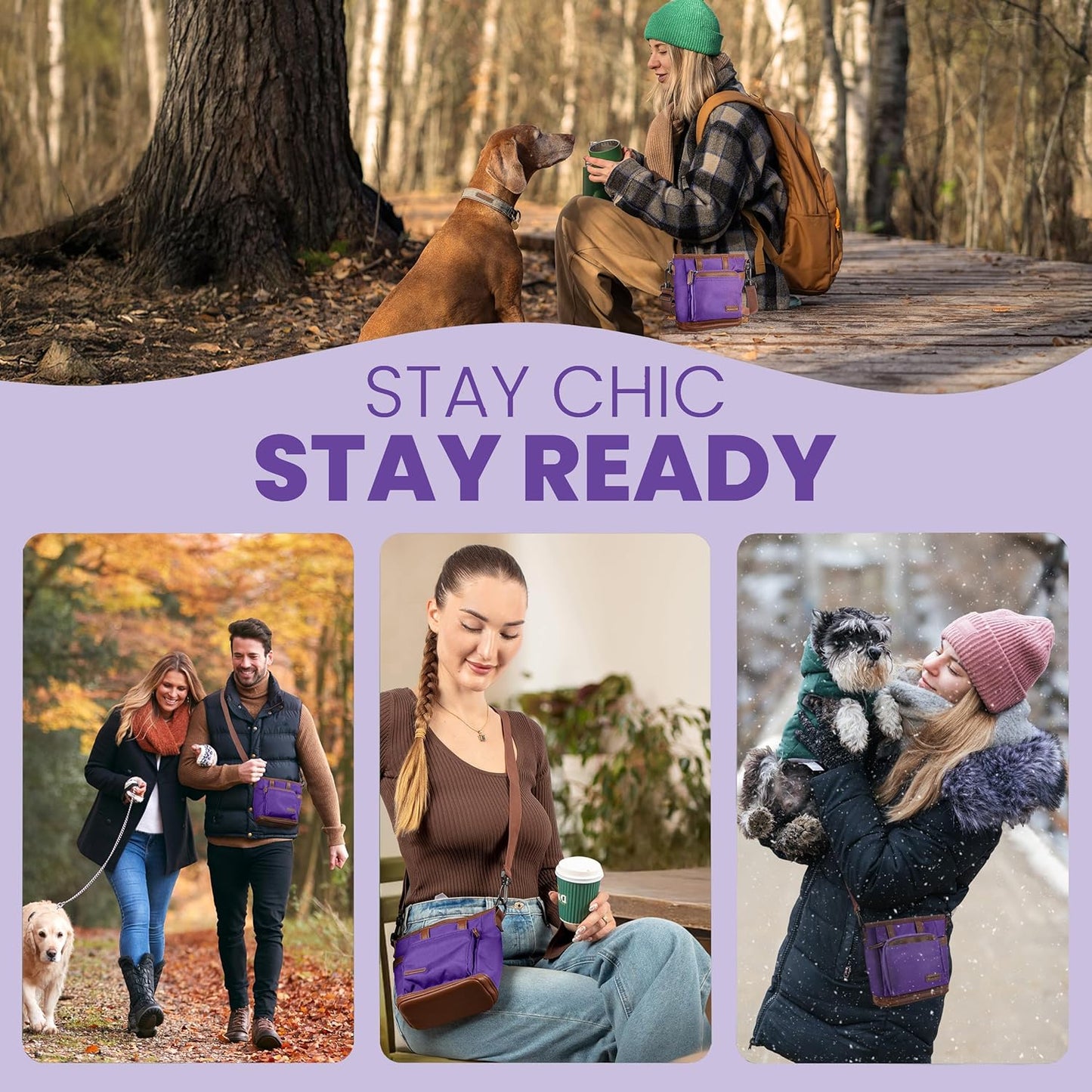 BEAU&FUR Dog Treat Pouch with Clicker for Training - Hands-Free Dog Treat Bag with Magnetic Closure, Built-in Poop Bag Holder Pocket