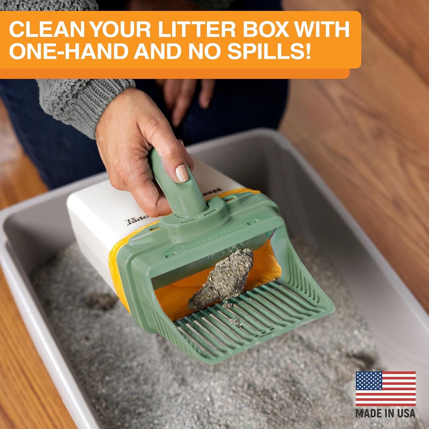 Neater Pet Brands Neater Scooper XL Cat Litter Scoop, 15 Refill Bags – Extra-Large Capacity Mess-Free Cat Litter Scooper with Bag for Large & Multiple Cats, Spill-Proof Litter Box Scooper with Holder