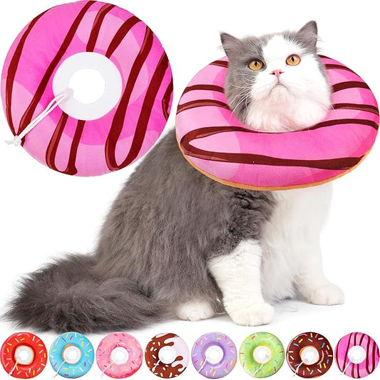Cat Cone Collar Soft, Cat Recovery Collar for Wound Healing Cute Donut Adjustable Kitten Cones to Stop Licking Comfortable Lightweight Neck Elizabethan Collars for Cats Kittens After Surgery