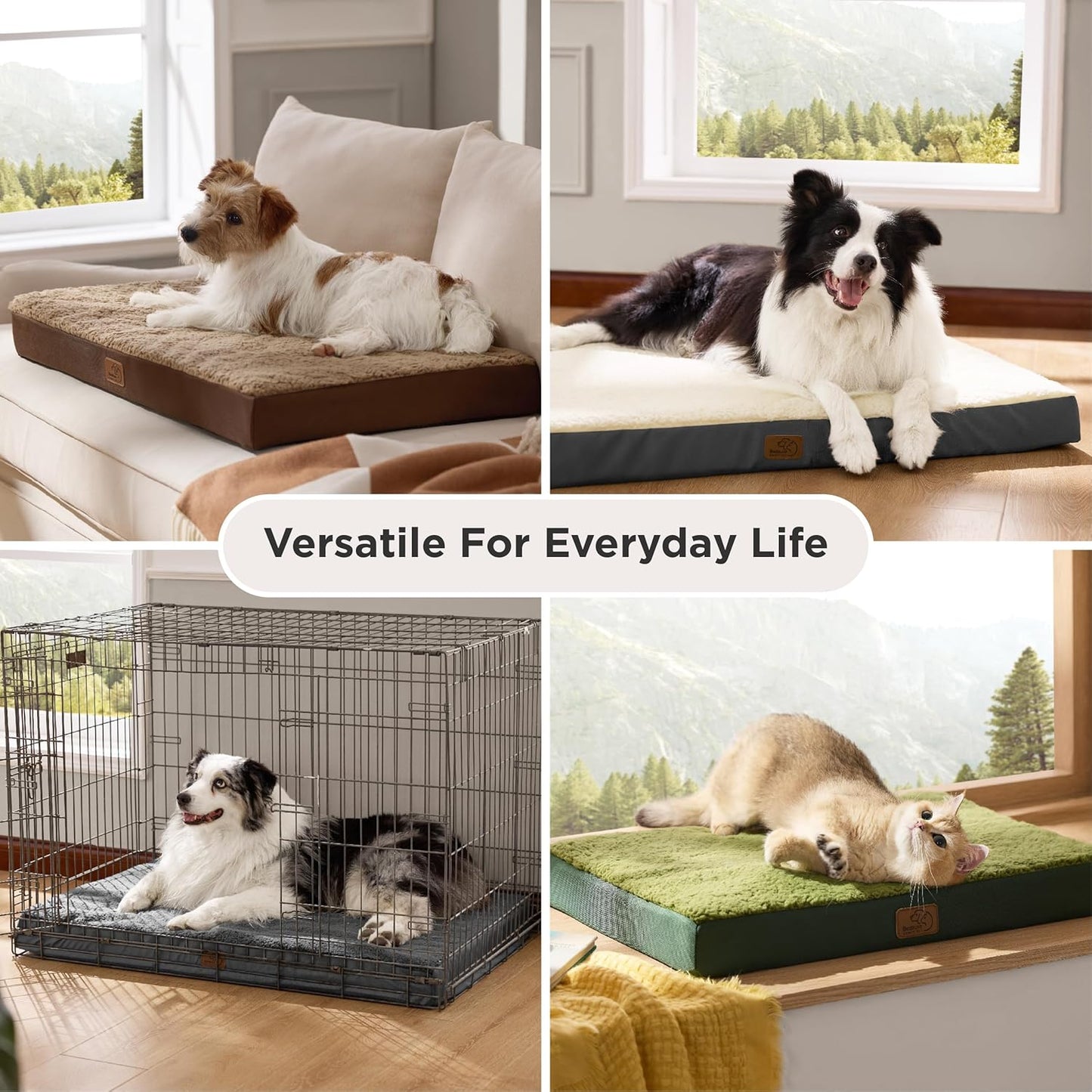 Bedsure Dog Beds Large Sized Dog - Orthopedic Flat Pet Beds with Removable Washable Cover, Egg Crate Foam Puppy Mat, Suitable for Pet Up to 65 lbs