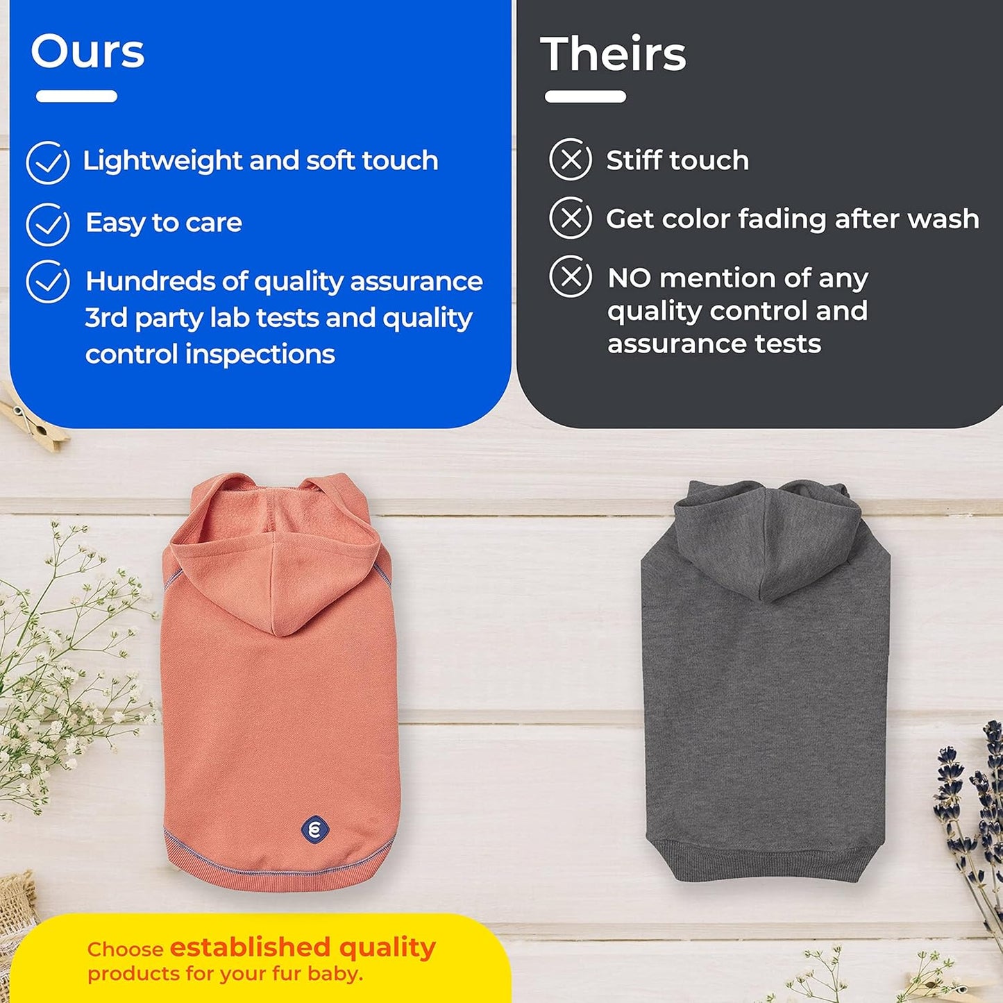 Blueberry Pet Essentials Dog Hoodie – 26 inch, Cotton‑Blend Sweatshirt with Hood, Coral, Machine‑Washable Small‑Dog Jersey