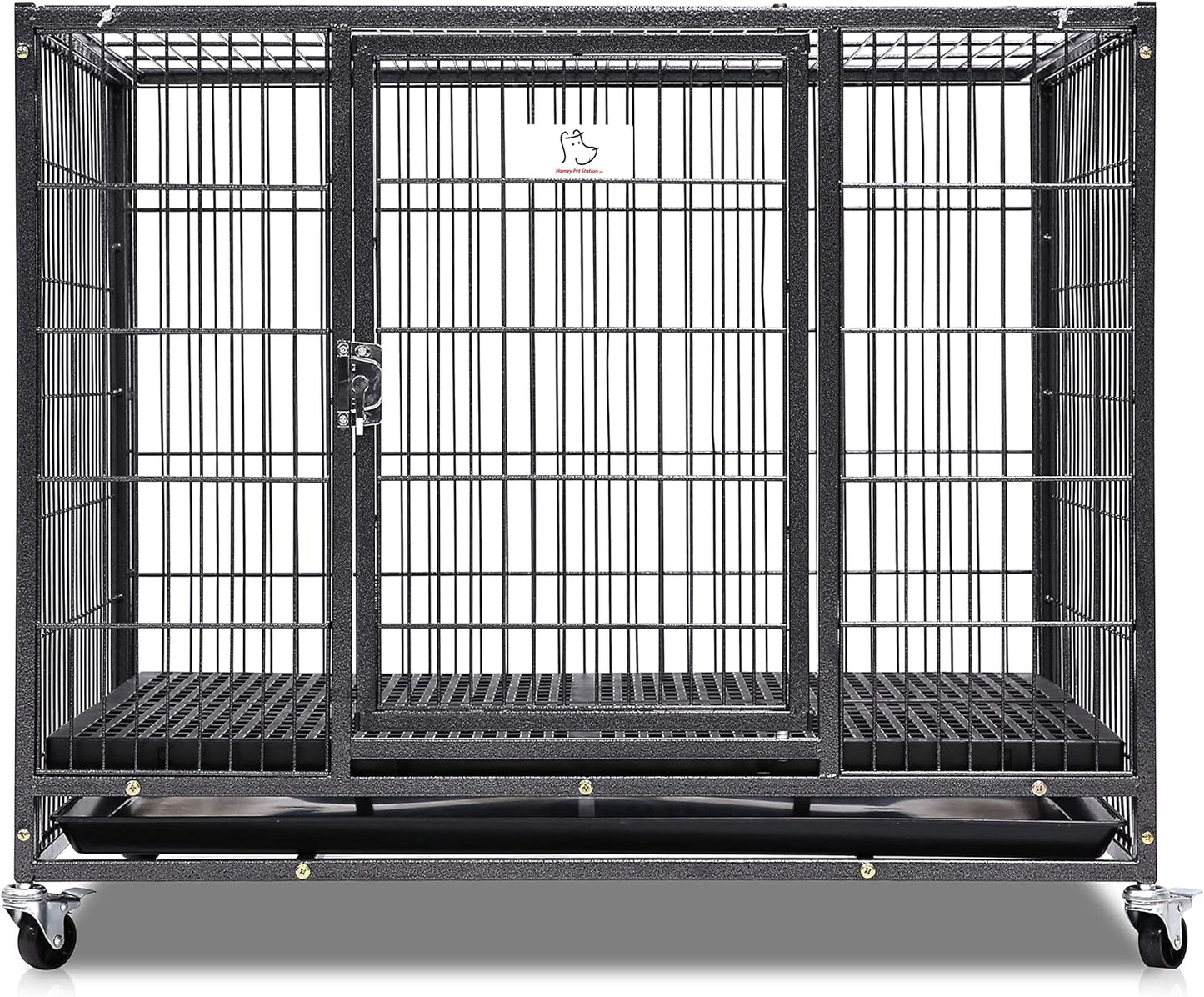 Homey Pet 37" Stackable Larger Heavy Duty Dog Cage w/Plastic Floor Grid, Open Top & Casters