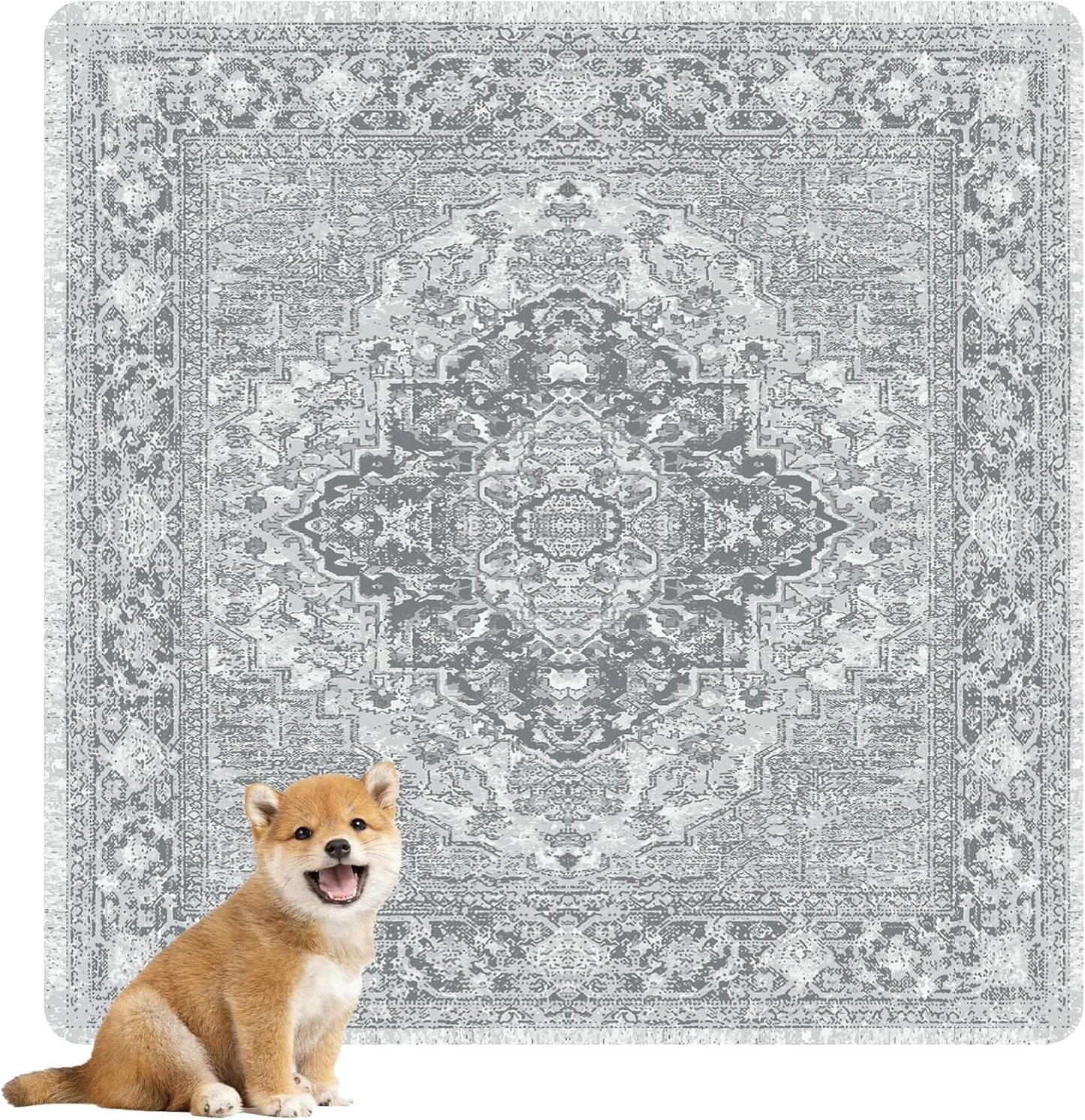 nunubaby Washable Pee Pads for Dogs, Stylish, Non-Slip and Leak-Proof Pee Pads. Reusable Potty Pads for Dogs for Crates and Floors.(Gray/Geo, 36" x36")