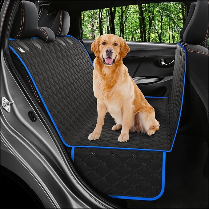 Dog Car Seat Cover for Back Seat, Waterproof Hammock for Car, SUV & Truck, Non-Slip Backseat Cover for Dogs, Heavy-Duty Dog Hammock Style Seat Protector Pets, Easy to Install & Clean