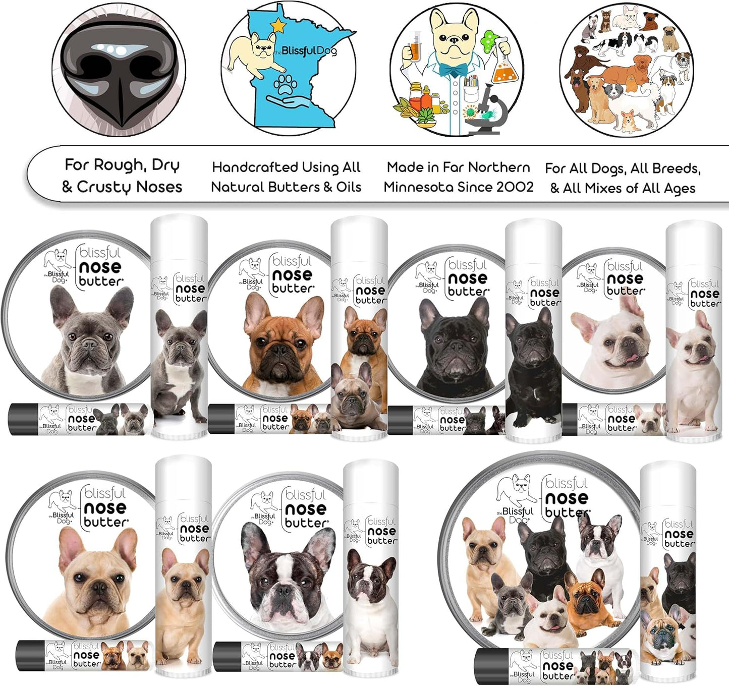 The Blissful Dog French Bulldog Fawn Unscented Nose Butter - Dog Nose Butter, 0.50 Ounce