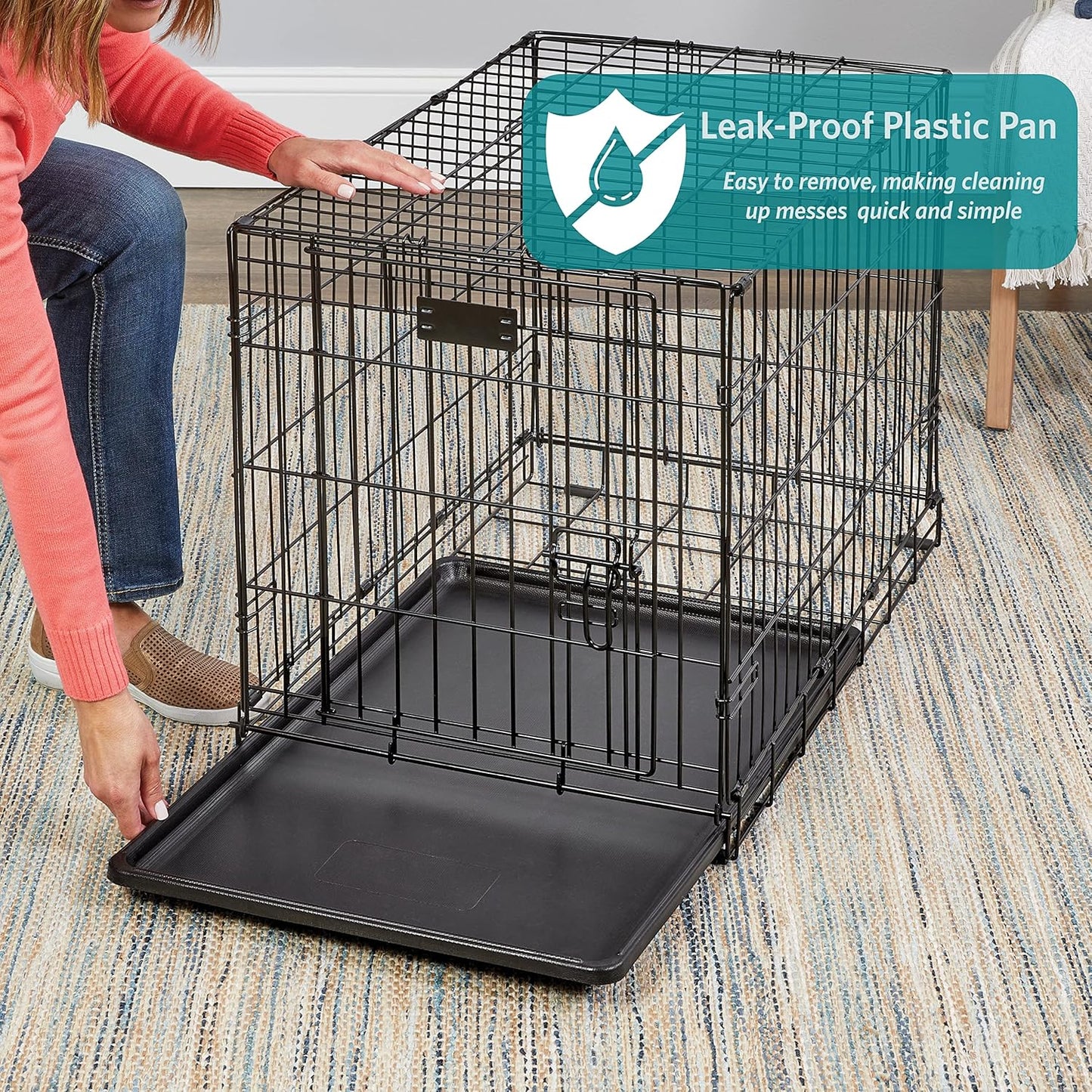 MidWest Homes for Pets 48-Inch Two-Door iCrate Folding Dog Crate with Divider Panel, Leak-Proof Tray & Secure Latches – Metal Wire Kennel for XL Breeds – Portable, Durable & Easy to Assemble